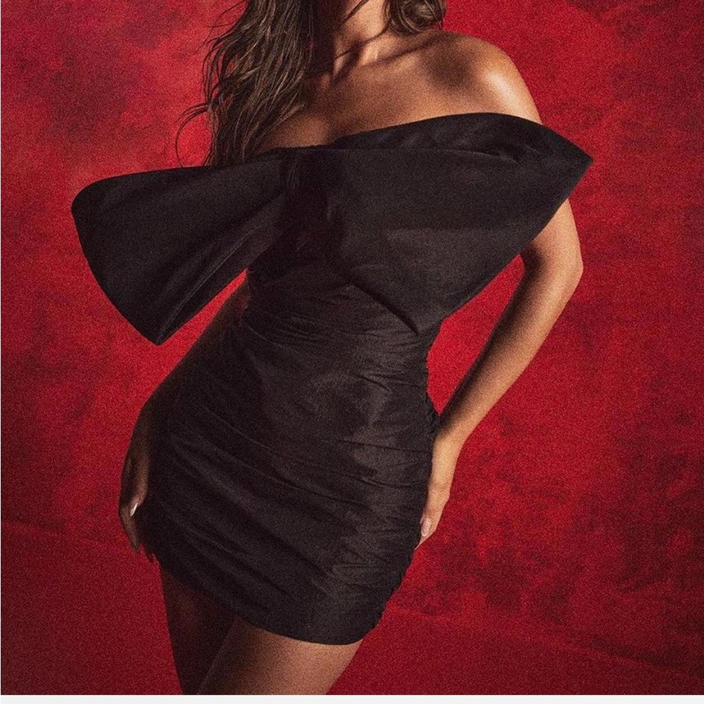 Taffeta mini cocktail dress bow new with tags s-m size